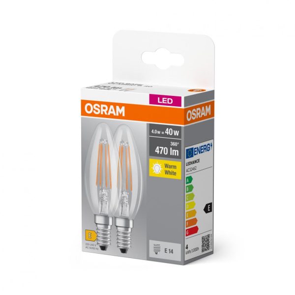 2 Becuri LED Osram Base Classic B, E14, 4W (40W),