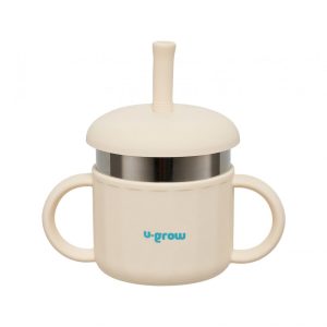 Cana din silicon cu pai si interior din inox,220 ml,