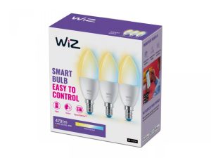 3 Becuri LED inteligente WiZ Connected Whites C37, Wi-Fi, E14,