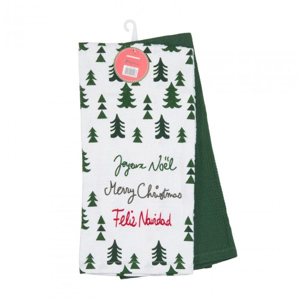 Set 2 prosoape de bucatarie, 38x63 cm,Green