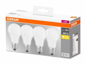 4 Becuri LED Osram Base Classic A, E27, 8.5W (60W),