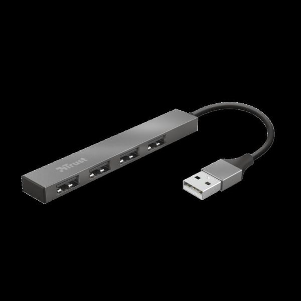 Hub USB Trust Halyx USB-A, 4 porturi, Argintiu