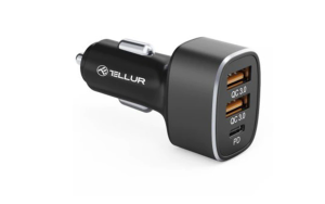 Incarcator Auto Tellur FCC9, 56 W, 3 porturi, Negru