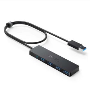 Hub USB Anker A7516016, USB-A, 4 porturi, Negru