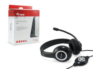 Casti Head-band Equip Stereo USB Headset, Wired, Negru