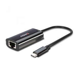 Hub USB LINDY 43328, USB-C, 2 porturi, RJ-45, Negru