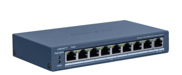 Switch PoE Hikvision DS-3E1309P-EI/M: 8 × 10/100 Mbps PoE port,