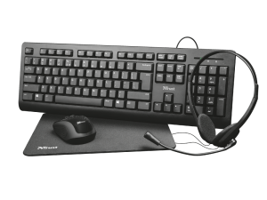 Kit wireless tastatura si mouse Trust Primo, taste numerice, negru
