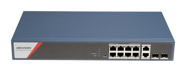 Switch PoE Hikvision DS-3E1512HP-SI-8P2T2F: 8 x 10/100/1000 Mbps PoE Ports,