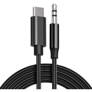 Cablu Audio Lemontti USB-C-Jack 3.5mm, carcasa de metal, cablu din