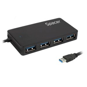 Hub USB SPACER SPHB-USB-4U30-03 USB-A, 4 porturi, Negru