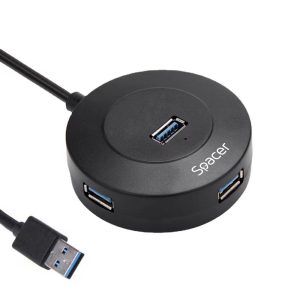 Hub USB SPACER SPHB-USB-4U-02, USB-A, 4 porturi, Negru