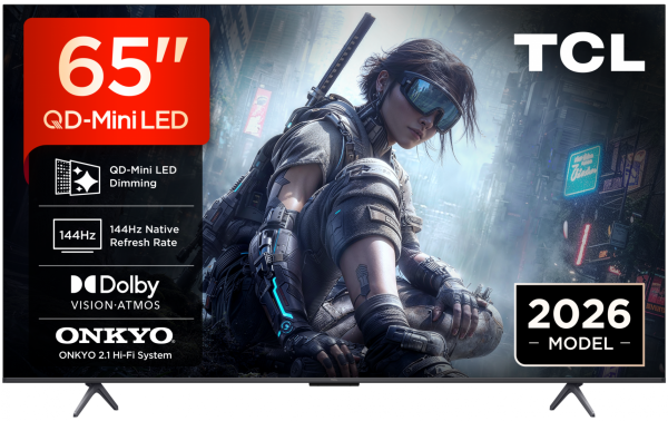 Televizor TCL QD-MiniLED 65T8D, 164 cm, Smart, Google TV, 4K