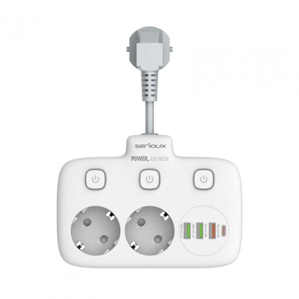 Prelungitor tip priza cu  protectie Serioux Quick Charge 3.0,