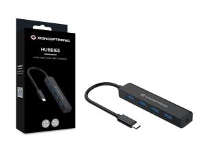Hub USB CONCEPTRONIC CTC4USB3, USB-C, 4 porturi, Negru