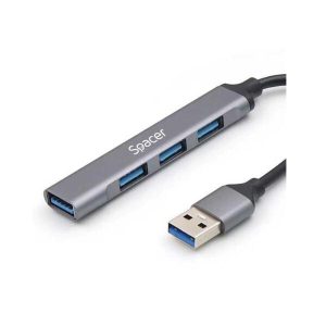Hub USB SPACER SPHB-USB-4U-01 USB-C, 4 porturi, Gri