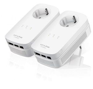 Tp-link AV1200 3-Port Gigabit Passthrough Powerline Starter Kit, 1200Mbps Powerline Datarate, Line-Neutral/Line-Ground 2*2 MIMO, 3 Gigabit Ethernet