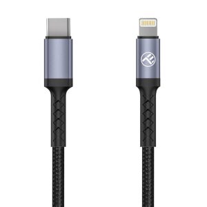 Cablu Tellur Type-C to Lightning, 2A, PD18W, 1m, nailon, negru