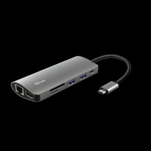 Hub USB Trust Dalyx, USB-C, 7 porturi, HDMI, RJ-45, Negru