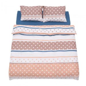Lenjerie dubla 100% bumbac 4 piese, Polka