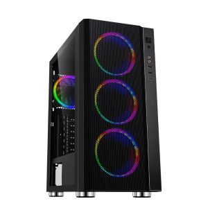 Carcasa SPACER SPCS-GC-RAINBOW, RGB, Mid Tower, Black