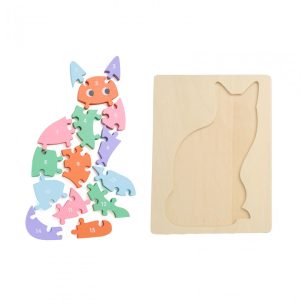 PUZZLE DIN LEMN, PISICA, 16 PIESE, MOMKI