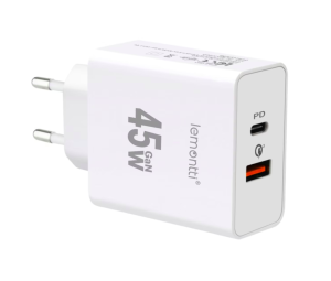 Lemontti Încărcător Rețea GaN Fast Charge 45W 1x USB-C 1x
